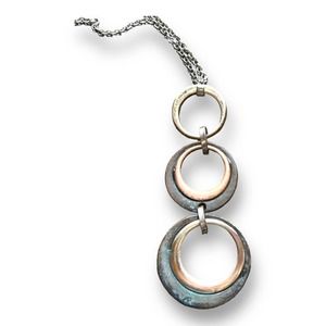 Mixed Metals Geometric Circles Modern Industrial Statement Necklace